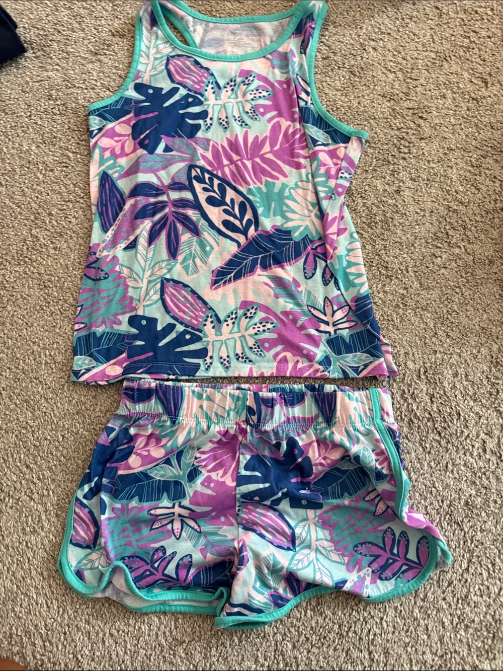 Girls' Multicolor Tropical Tank & Shorts Pajama Set